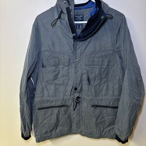 Abercrombie & Fitch Military Rain Jacket 1/4 Zip Large Gray Water Resist…